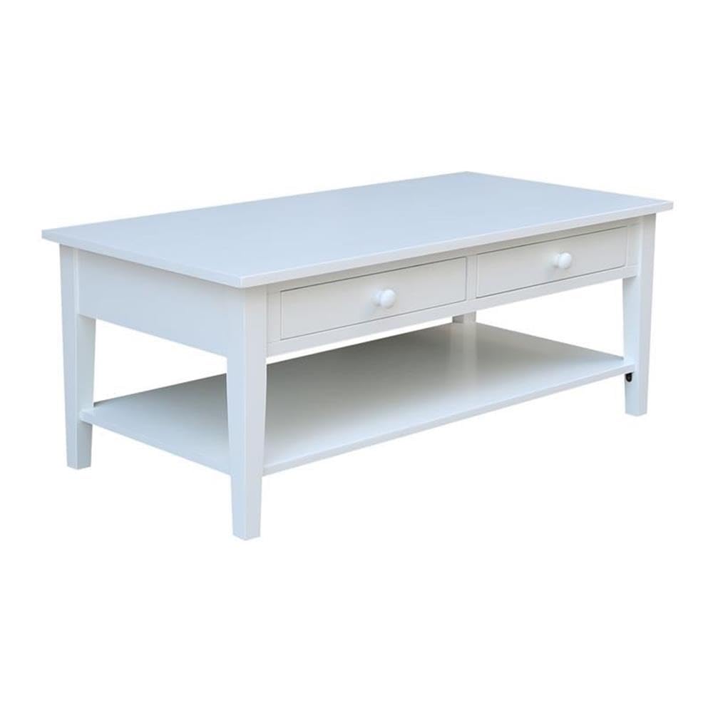 IC International Concepts Solid Wood Spencer Coffee Table - Modern Farmhouse Style Living Room Furniture for Home Decor & Entertainment Spaces