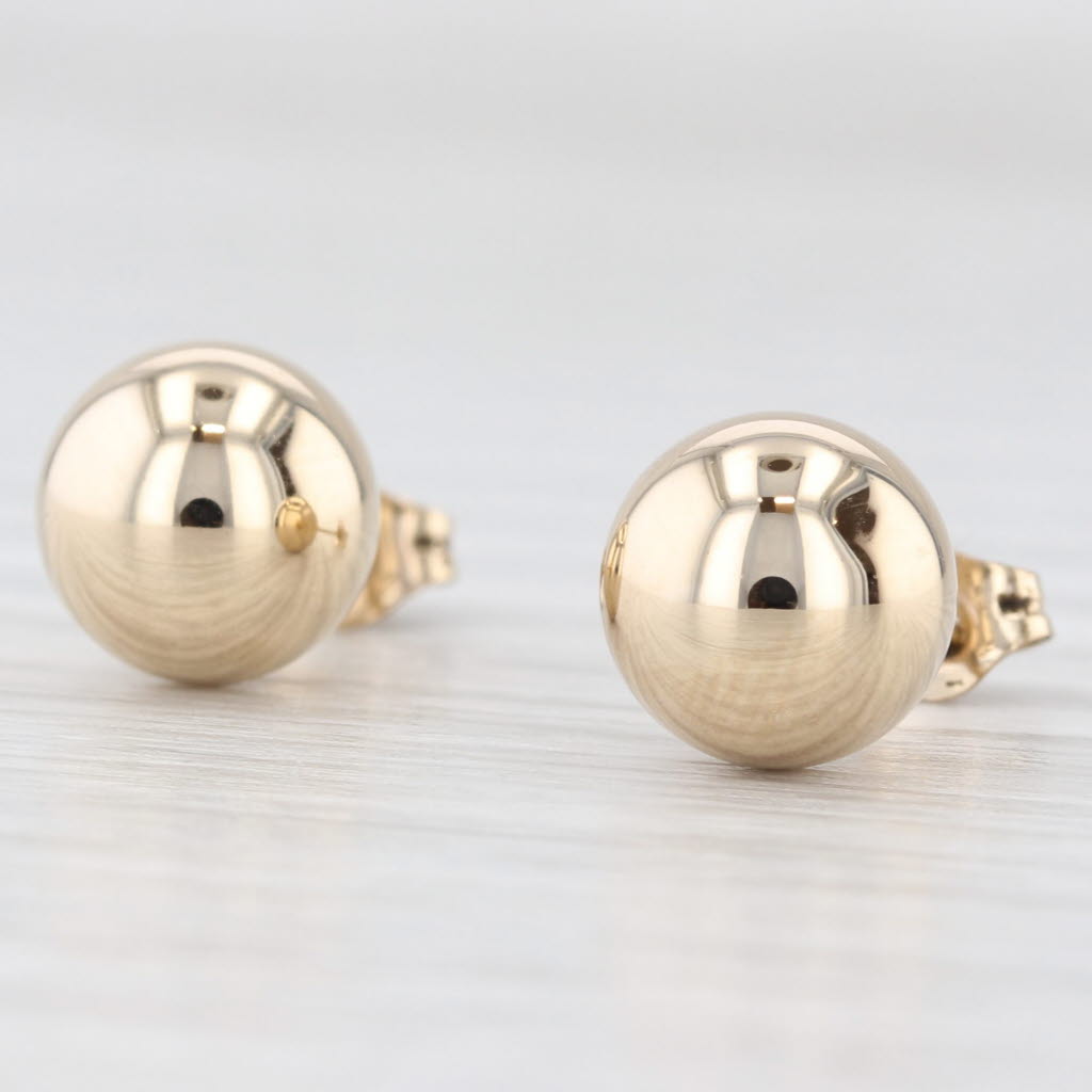 8mm Bead Stud Earrings 14k Yellow Gold - Polished Finish Dainty Earrings for Women - Perfect for Everyday Wear, Work & Special Occasions