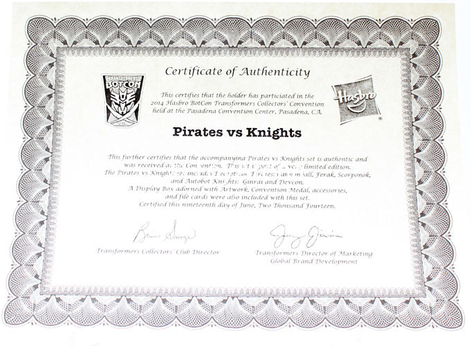 Botcon 2014 Transformers Exclusive Pirates Vs Knights Box Set with Certificate & Magazine - Complete Collector's Edition for Display & Action Scenes