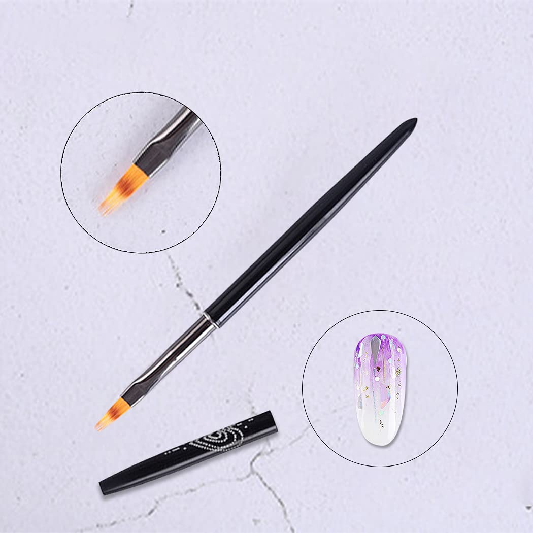 4 Pcs Gradient Nail Ombre Brush Set with Black Metal Handle - Professional Acrylic Nail Sponge Brushes for Ombre Manicure - Perfect for Salon, Home DIY & Nail Art Enthusiasts