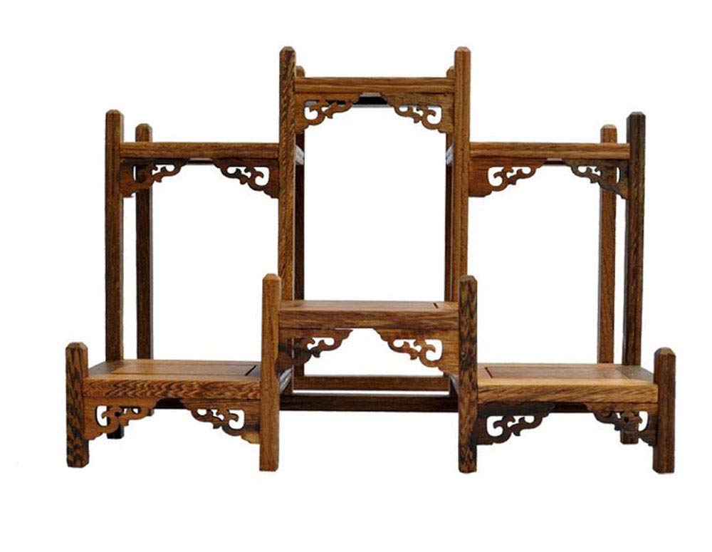 NWFashion Chinese Wooden Display Stand - Symmetric Short Floor Curio Cabinet Shelf for Home Decor, Antique Showcase, or Retail Store Display (1)