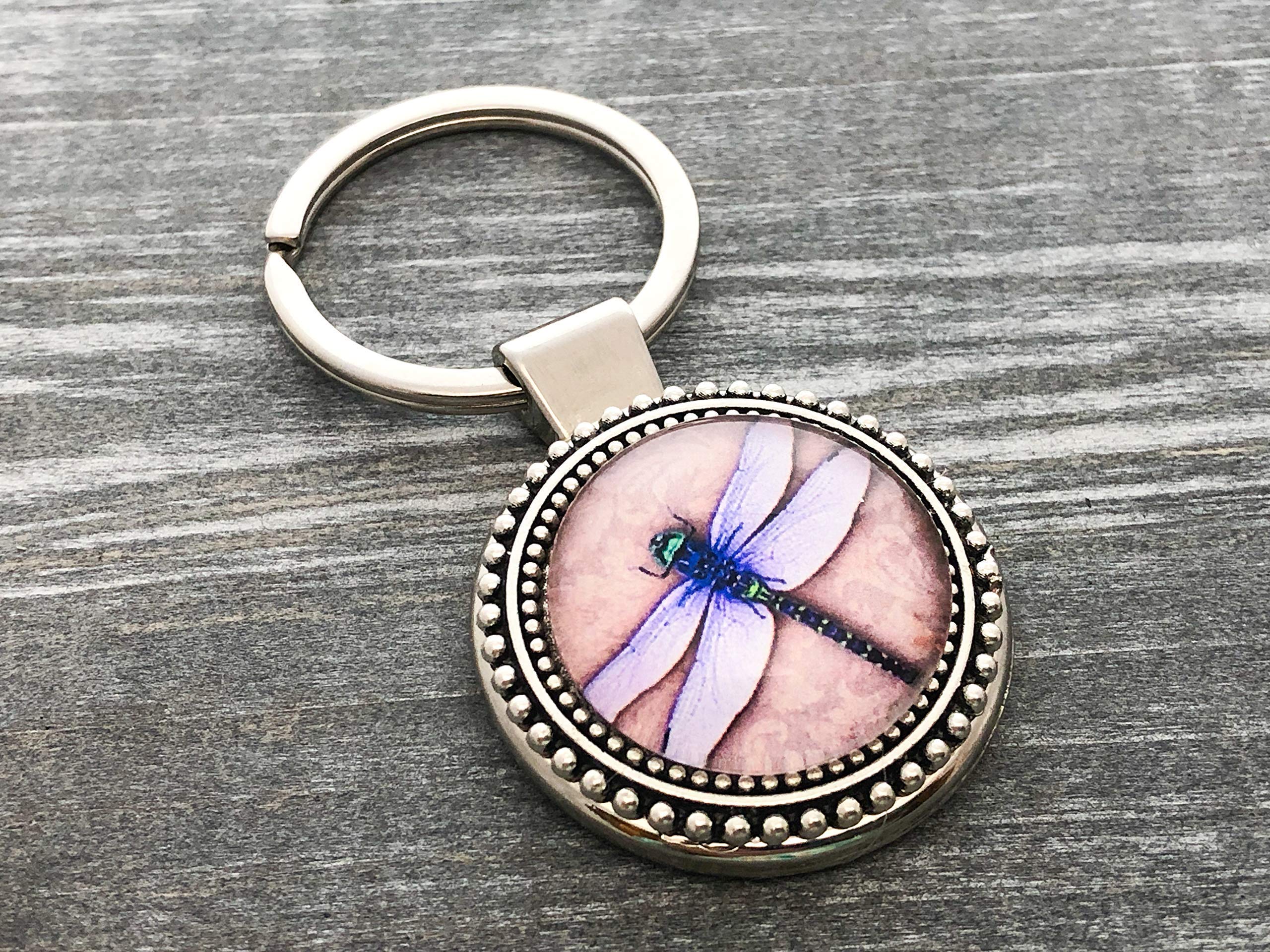 Handmade Lavender Dragonfly Keychain for Women - Cute Gifts for Her, Unique Accessories for Purse, Bag, Keys - Perfect for Birthday, Anniversary, Mother's Day