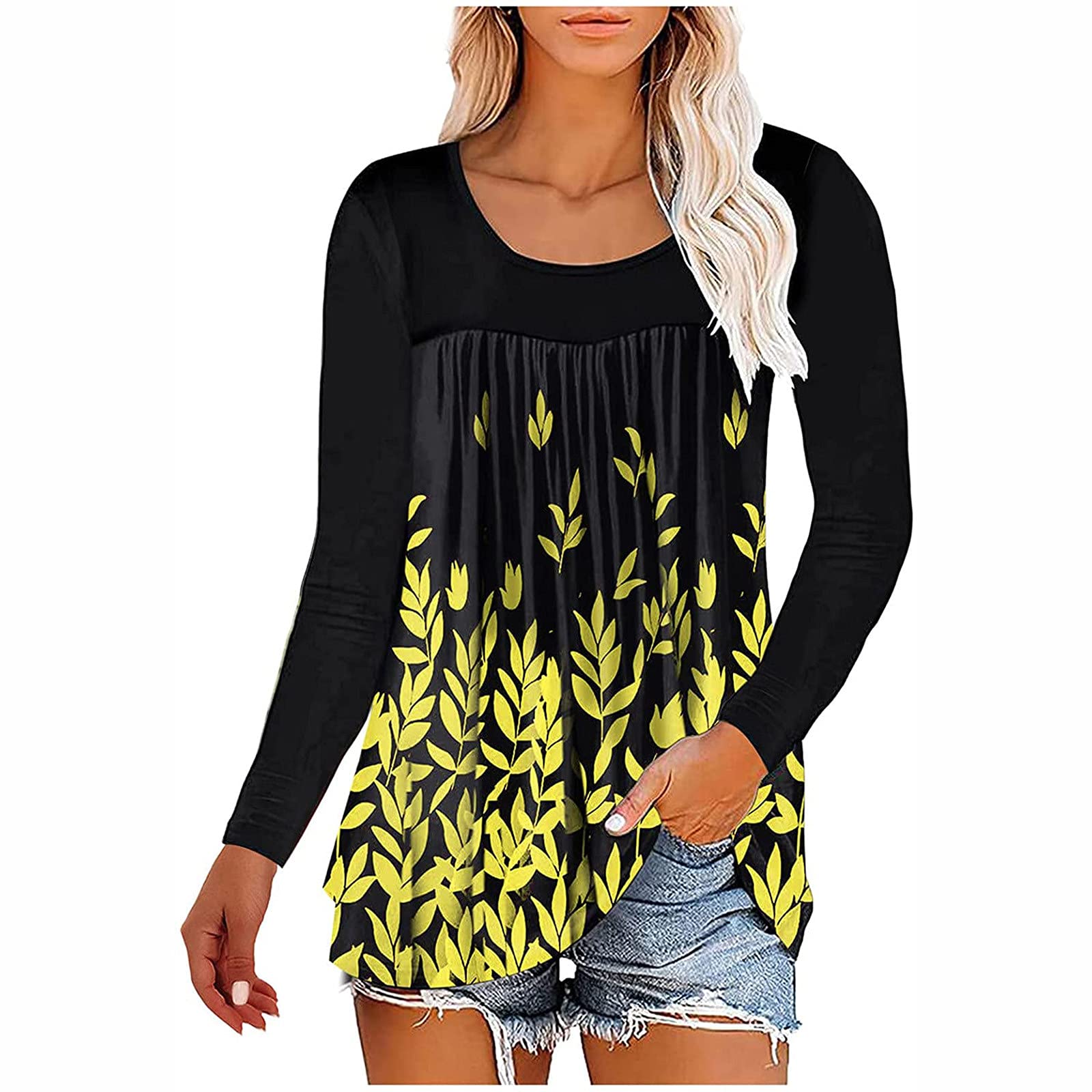 Women's Cotton Long Sleeve Round Neck Sweatshirt - Soft Casual Pullover Top for Everyday Wear, Workout & Layering