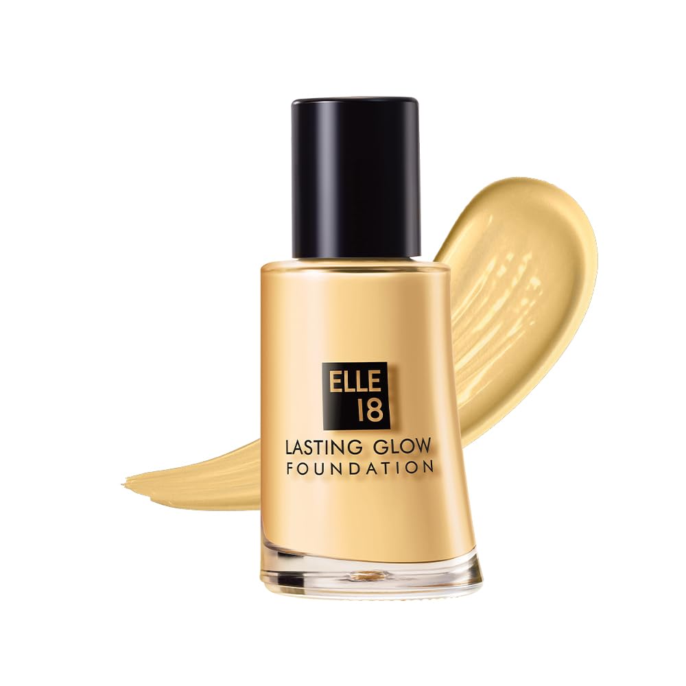 Elle 18 Lasting Glow Liquid Radiant Full Coverage Foundation - 02 Marble (27ml) | Oil-Free, Long Wear Makeup for All Skin Types | Perfect for Daily Use & Special Occasions