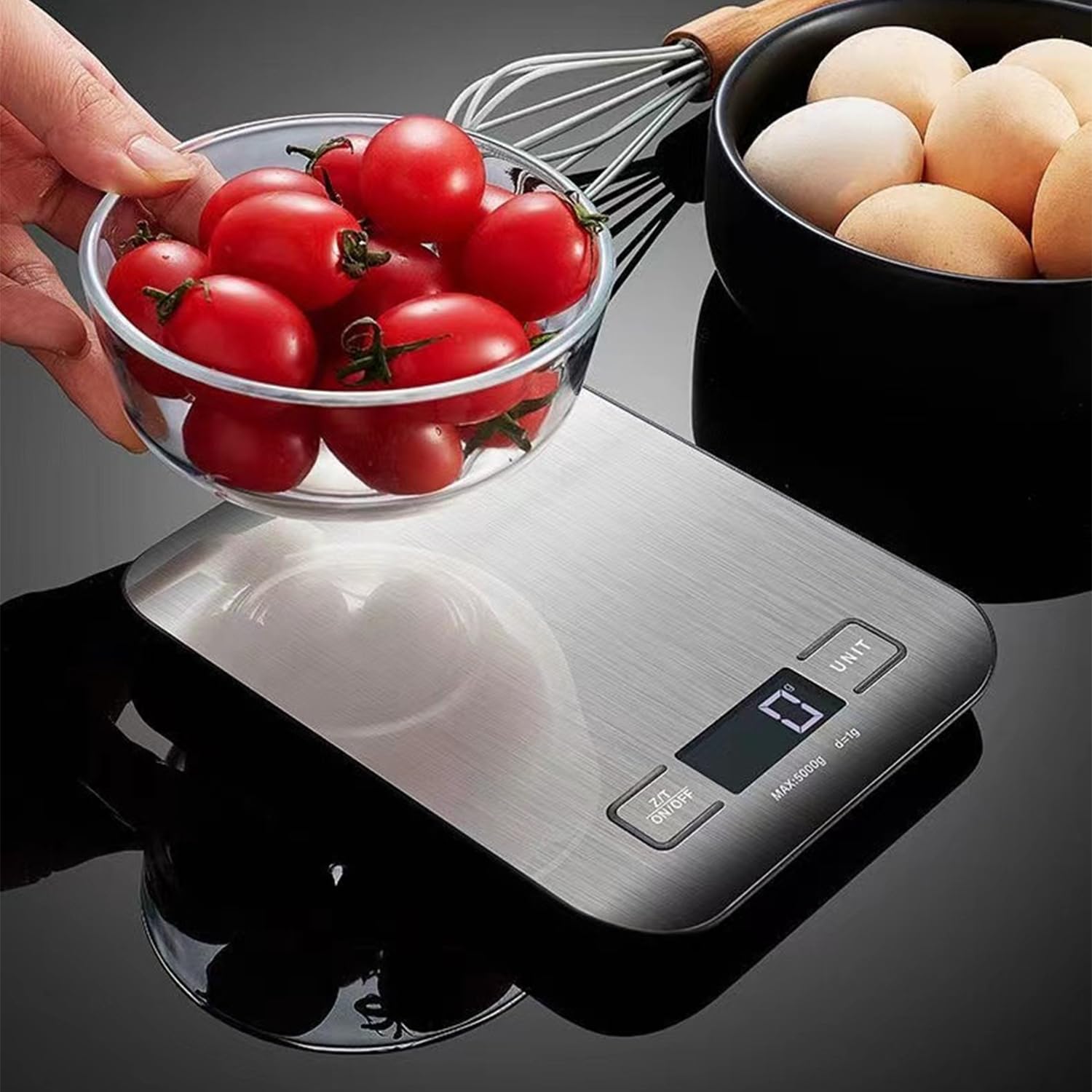 **11 lb Digital Kitchen Scale with Tare Function & Backlit LCD - Precise Food Scale for Baking, Cooking, and Portion Control (Silver, Includes Batteries)**