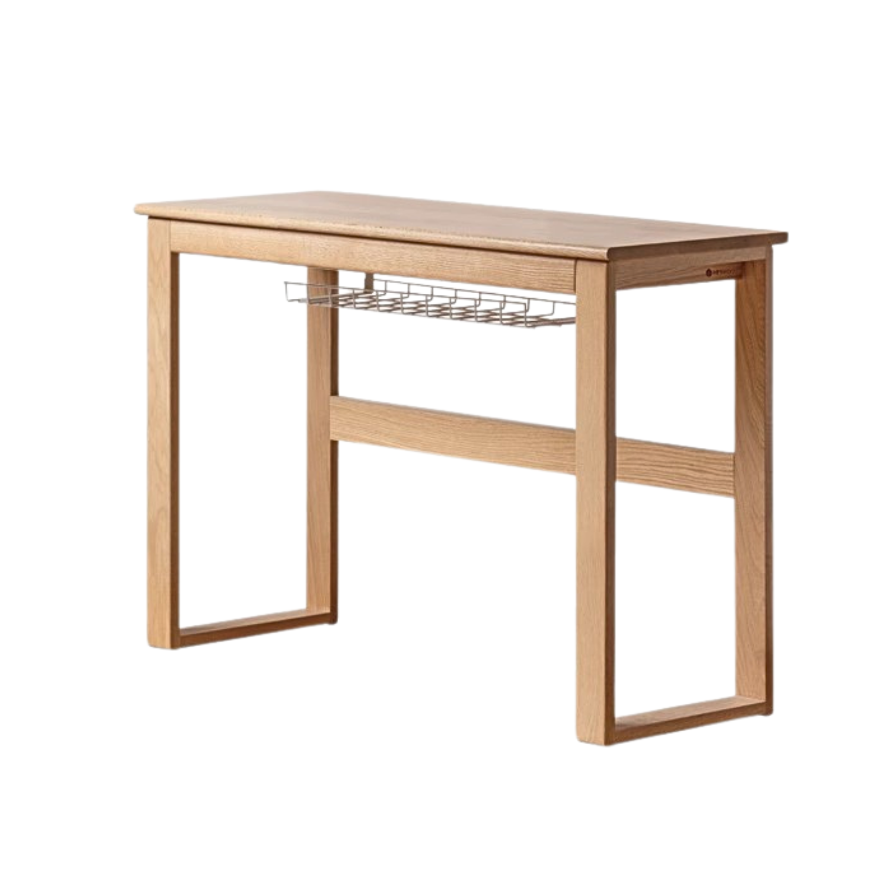 Solid Oak and Poplar Wood Long Narrow Desk - Modern Minimalist Home Office Writing Table for Small Spaces | Perfect for Study, Work, and Laptop Use