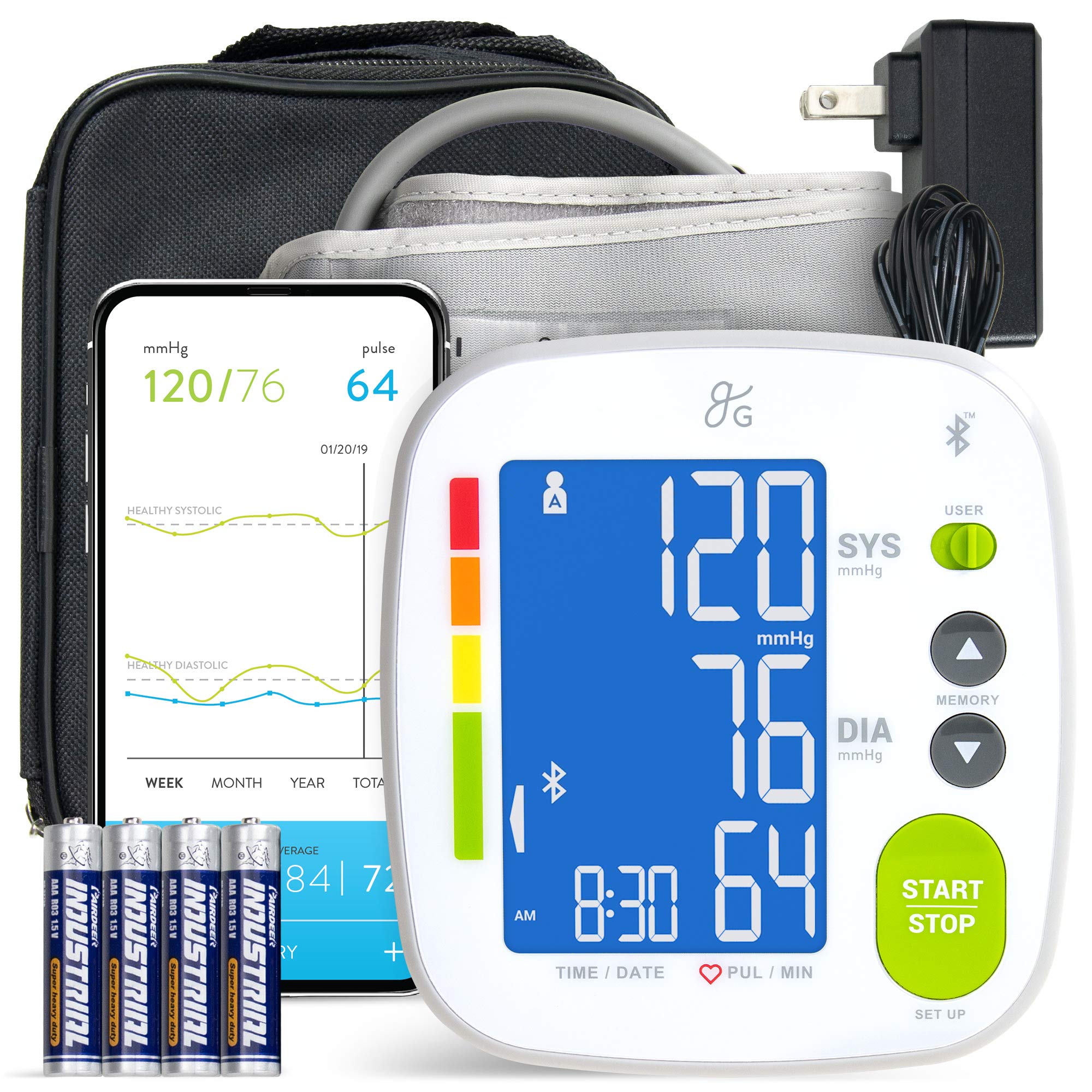 Balance Bluetooth Blood Pressure Monitor - Upper Arm Digital Smart BP Meter with Large Display, Tubing & Storage Bag | Home Health Tracking for Adults & Seniors
