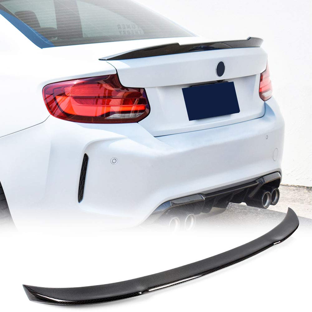 Premium Real Carbon Fiber Trunk Spoiler for BMW 2 Series F22 Coupe & F87 M2 (2014-2020) - High Kick Rear Wing Lip Compatible with 220i 228i 230i M235i M240i Models - NOT for M2 Competition (Style C) - Enhances Sporty Look & Aerodynamics for Street Racing & Car Shows