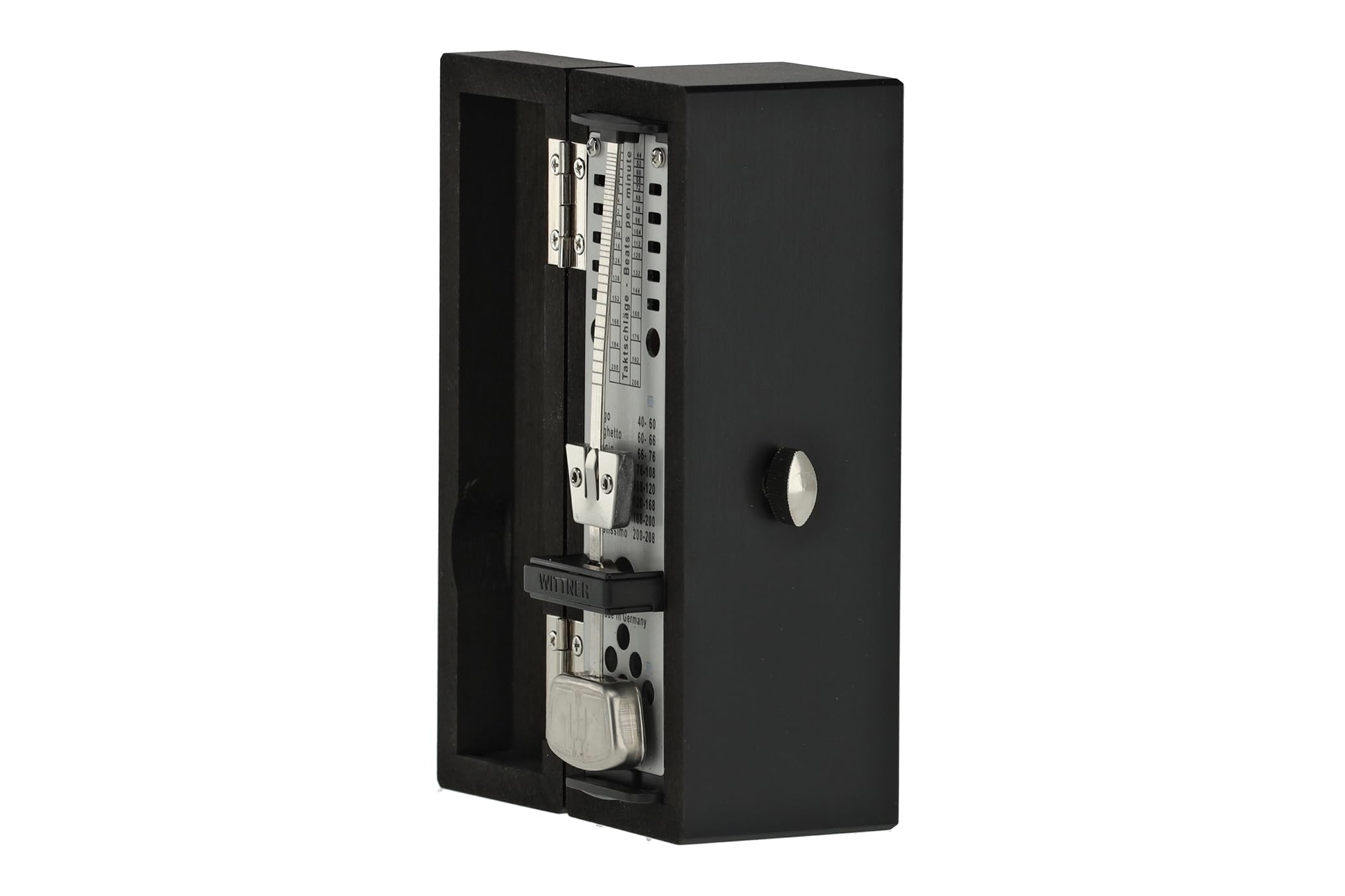 Wittner Taktell Wooden Super-Mini Metronome - Black Matte Wood | Portable Music Practice Tool for Piano, Guitar & Violin Players