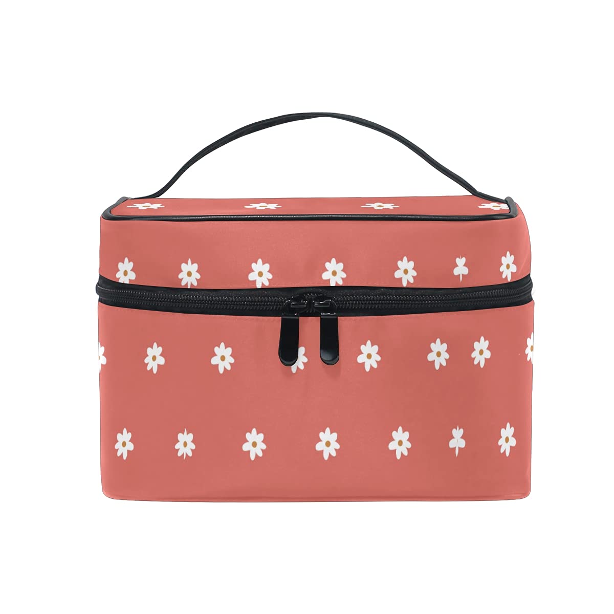 Red Chrysanthemum Seamless Cartoon Makeup Bag - Cute Zippered Cosmetic Organizer Pouch for Women & Girls | Perfect for Travel, Gym, and Daily Beauty Essentials Storage