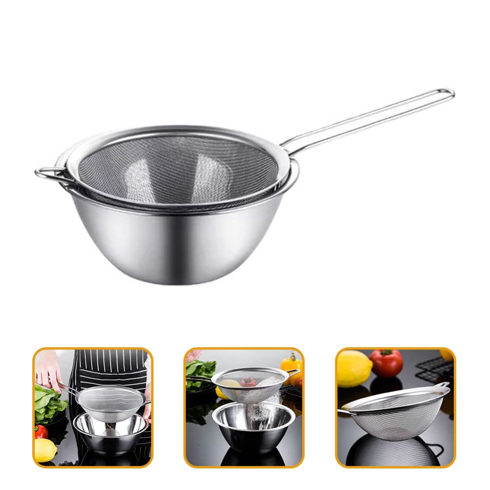 iplusmile 3-Piece Stainless Steel Kitchen Strainer Set - Colander, Skimmer & Mesh Strainer with Bowl - Durable Cooking Utensils for Pasta, Vegetables & Soup Filtering - Perfect for Home Chefs & Professional Kitchens
