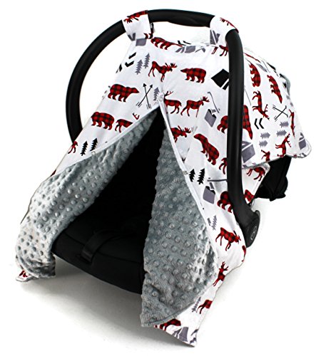 Woodland Bear Moose Plaid/Gray Minky Dot