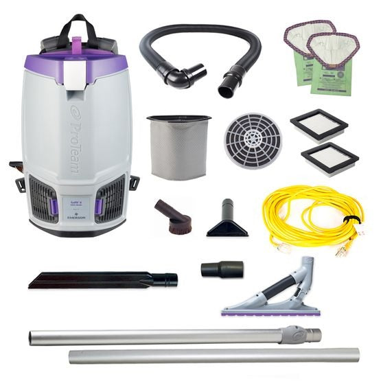 GoFit 6 Quart Backpack Vacuum Cleaner with ProBlade Carpet Tool Kit - Lightweight & Powerful for Home, Office, and Commercial Cleaning