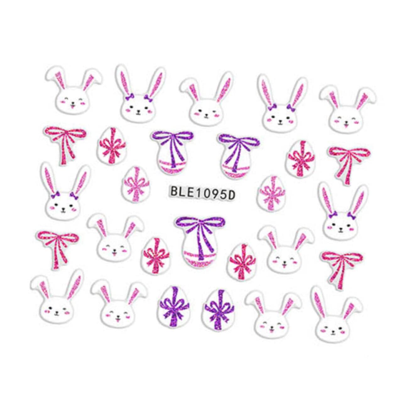 FOMIYES 20pcs 3D Nail Art Decals - Bunny Themed Nail Stickers for Kids & Adults | Waterproof Manicure Accessories for DIY Nail Design, Party Favors & Gift Decorations