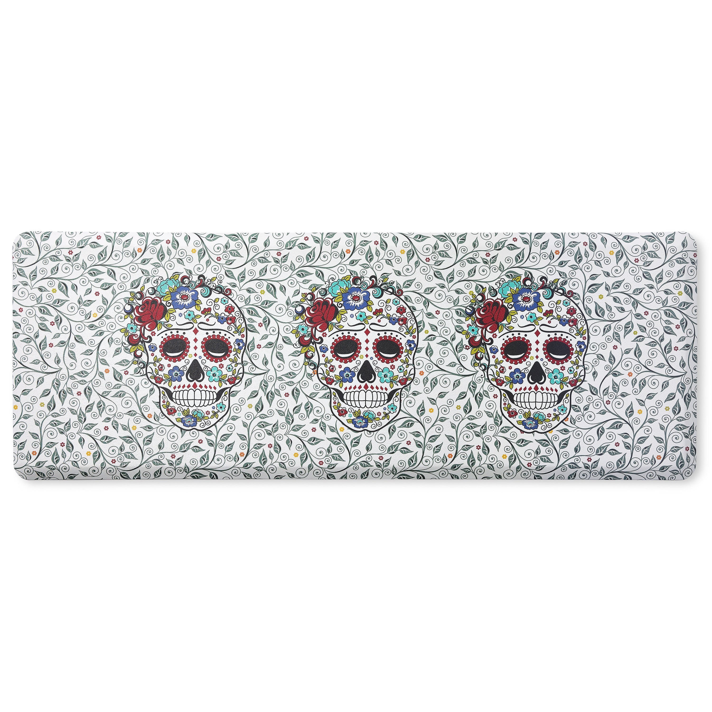 Skull and Vine Anti-Fatigue Kitchen Mat - Non-Slip Comfort Floor Rug for Standing - Perfect for Cooking, Baking, and Dishwashing Areas