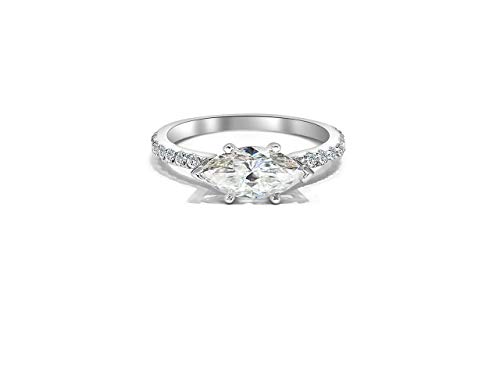 East West Marquise Forever ONE Engagement Ring - 14k White Gold for Women | Perfect for Proposals, Anniversaries & Special Occasions