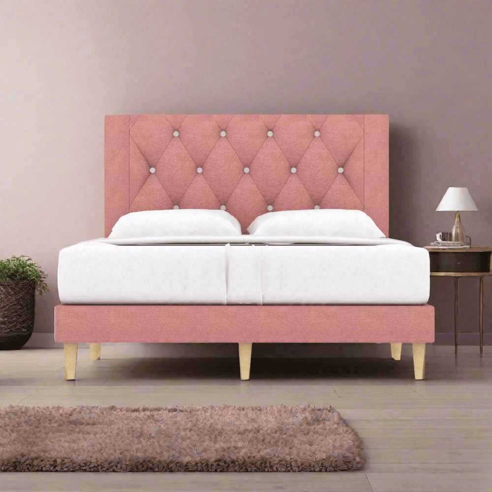 Hansen Fabric Bed Frame - Queen Size, Sturdy & Pet Friendly Platform Bed with Noise-Free Design for Bedroom & Guest Room Use