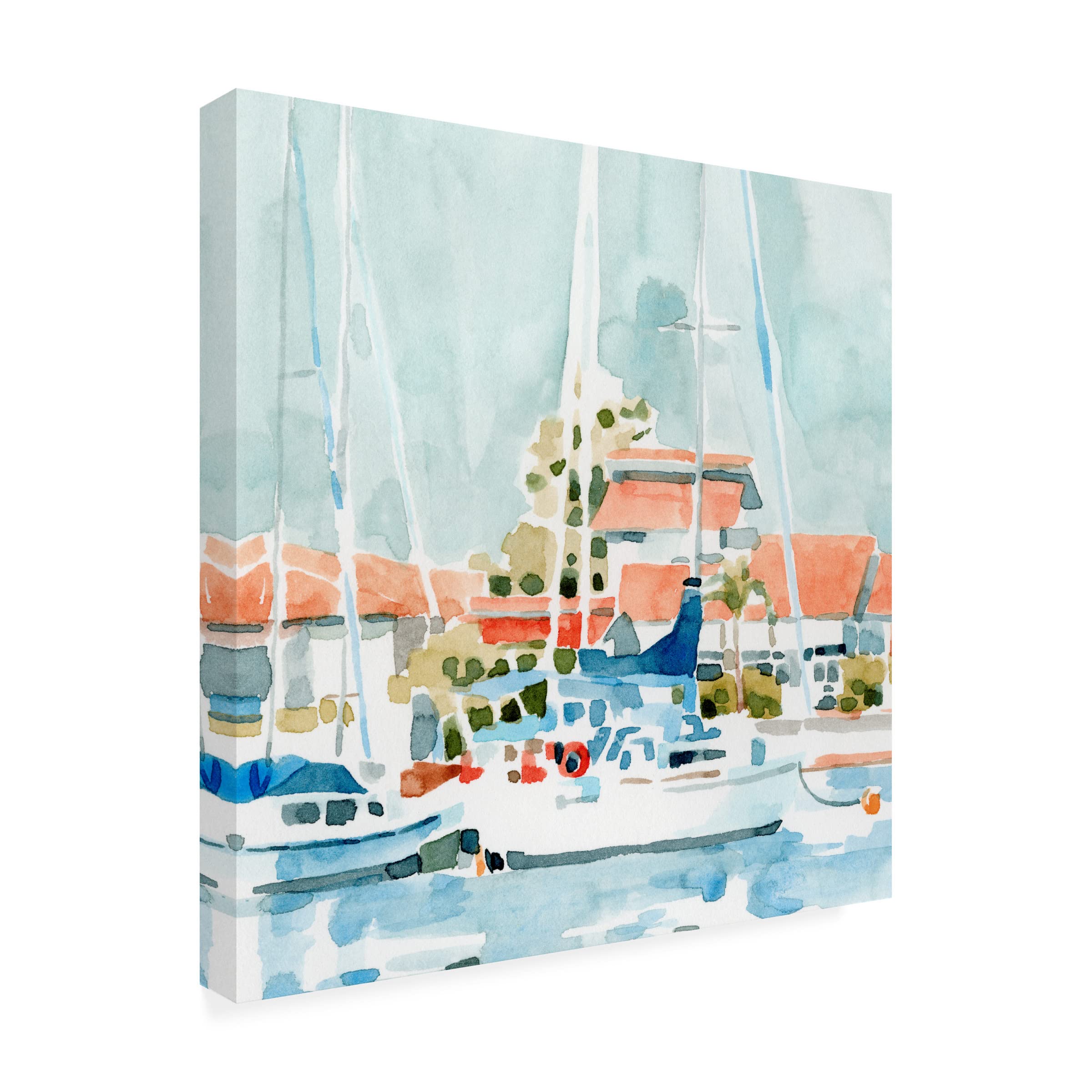 Emma Caroline 'Beach Town Summer I' Canvas Wall Art Print - Coastal Decor for Living Room, Bedroom & Office - Perfect Beach House & Vacation Home Decor