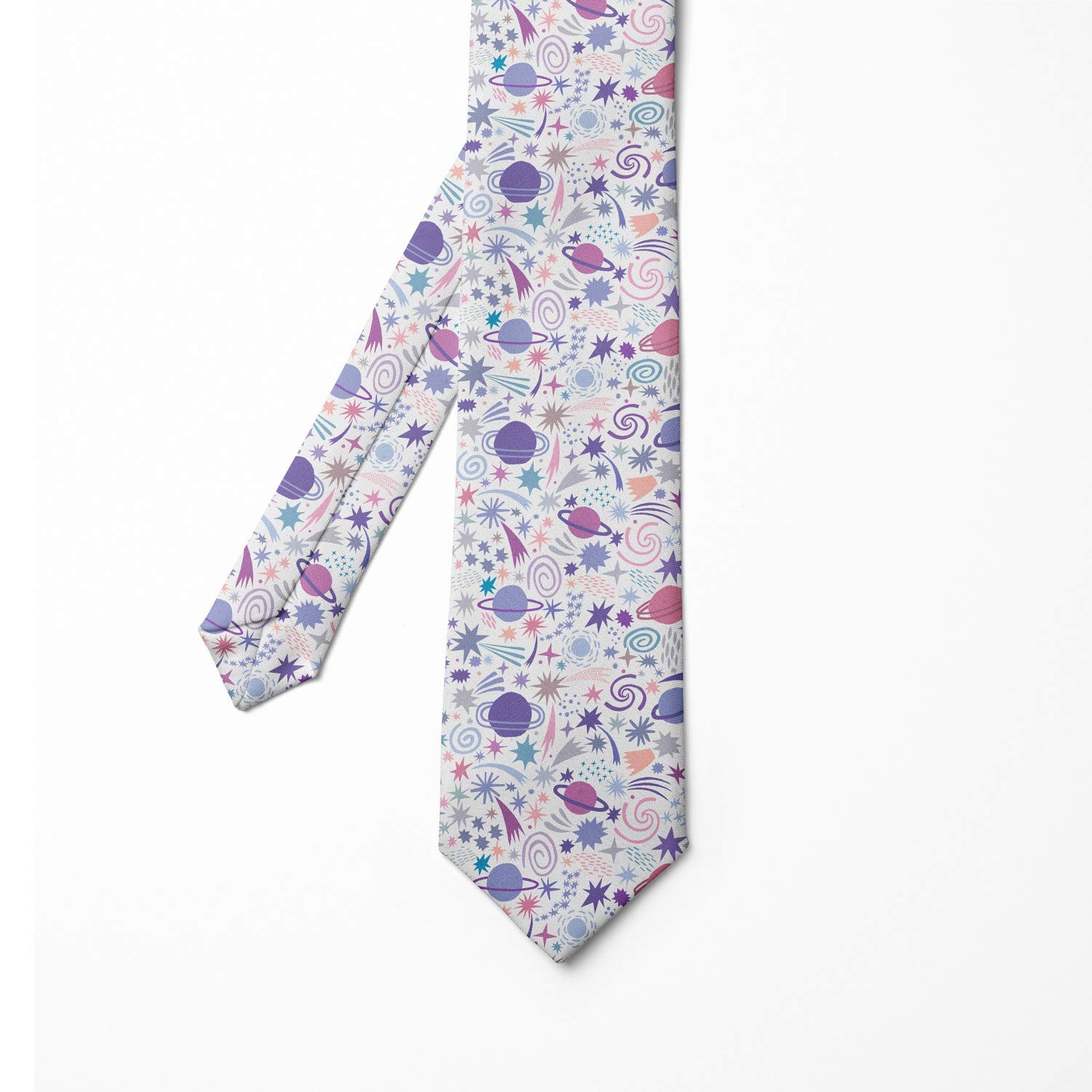 Ambesonne Men's Necktie - Stylish Planets & Celestial Design, 3.7
