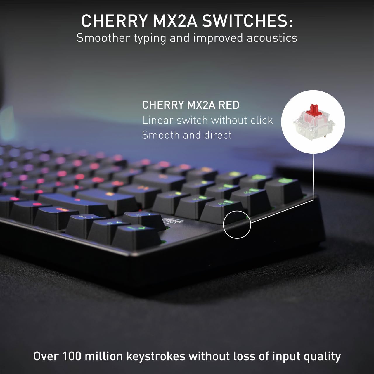 K4V2 TKL Mechanical Gaming Keyboard - RGB, MX2A Red Switches for Fast Typing & Gaming