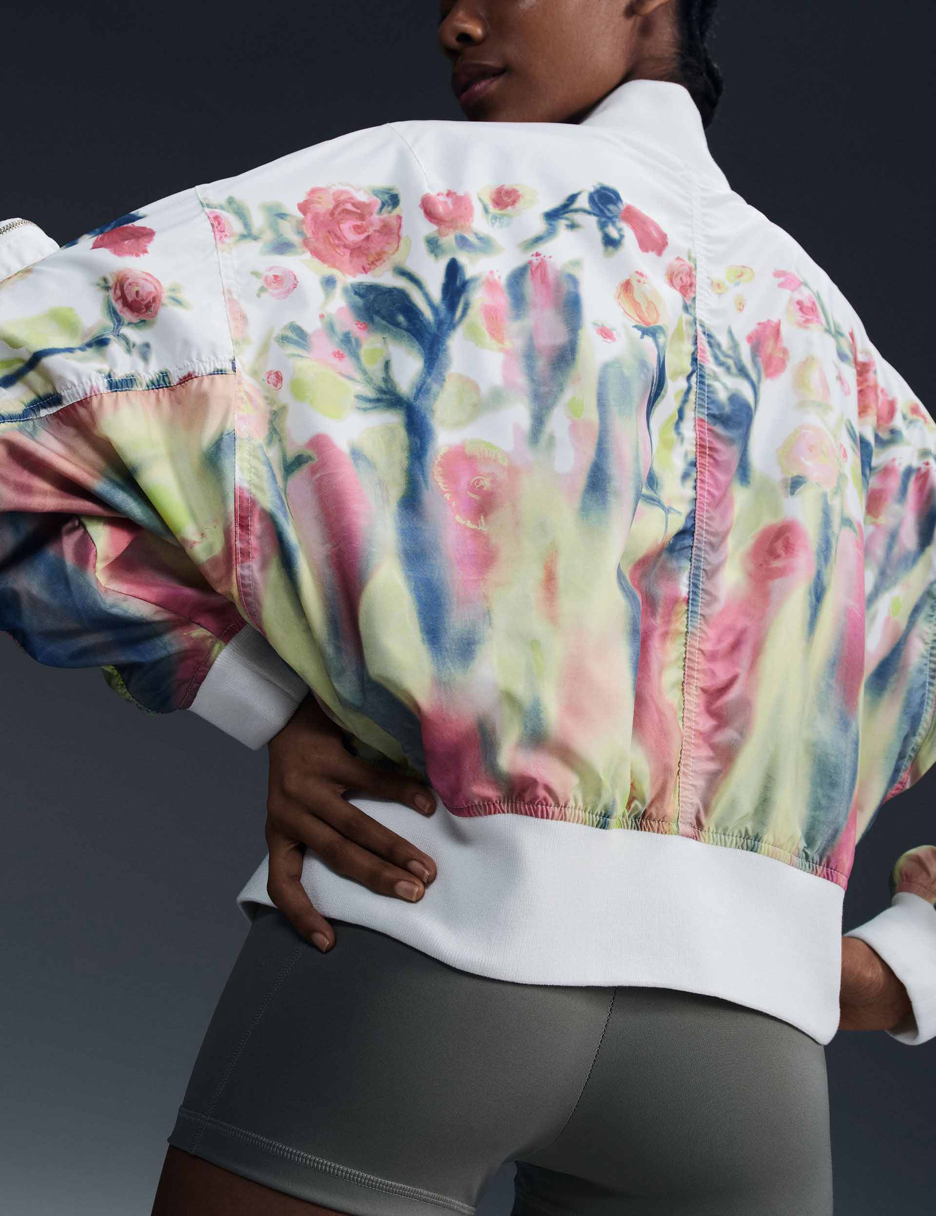 Sportswear Artist Collection Bomber Jacket - Sail/Floral Print Lightweight Windbreaker for Men & Women | Perfect for Running, Gym Workouts & Streetwear Fashion