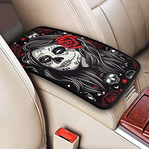 Sugar Rose Skull Car Handrail Box Cushion