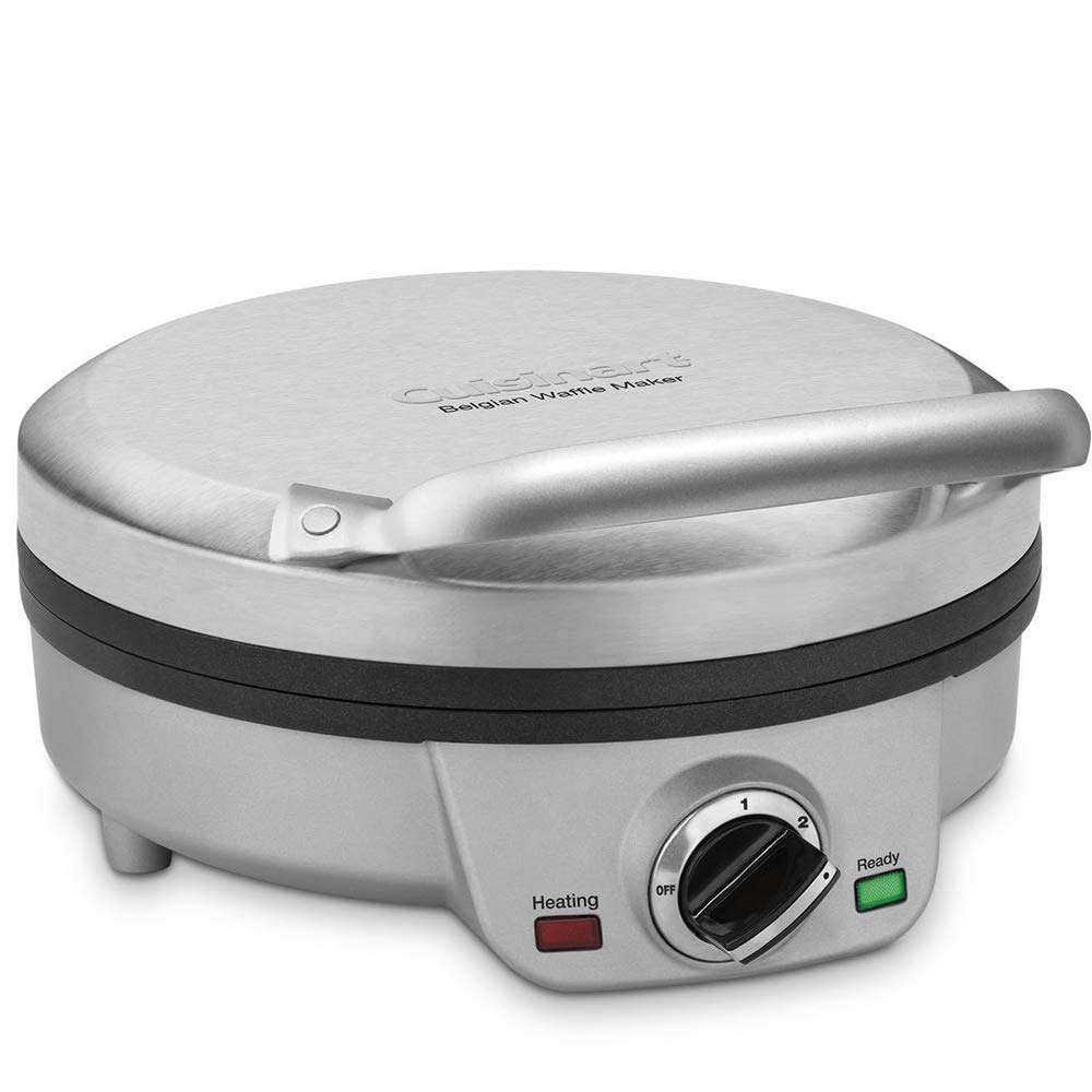 Cuisinart WAF-200P1 Mini Belgian Waffle Maker - Round Non-Stick Waffle Iron, Compact & Silver - Perfect for Breakfast, Desserts, and Small Kitchens