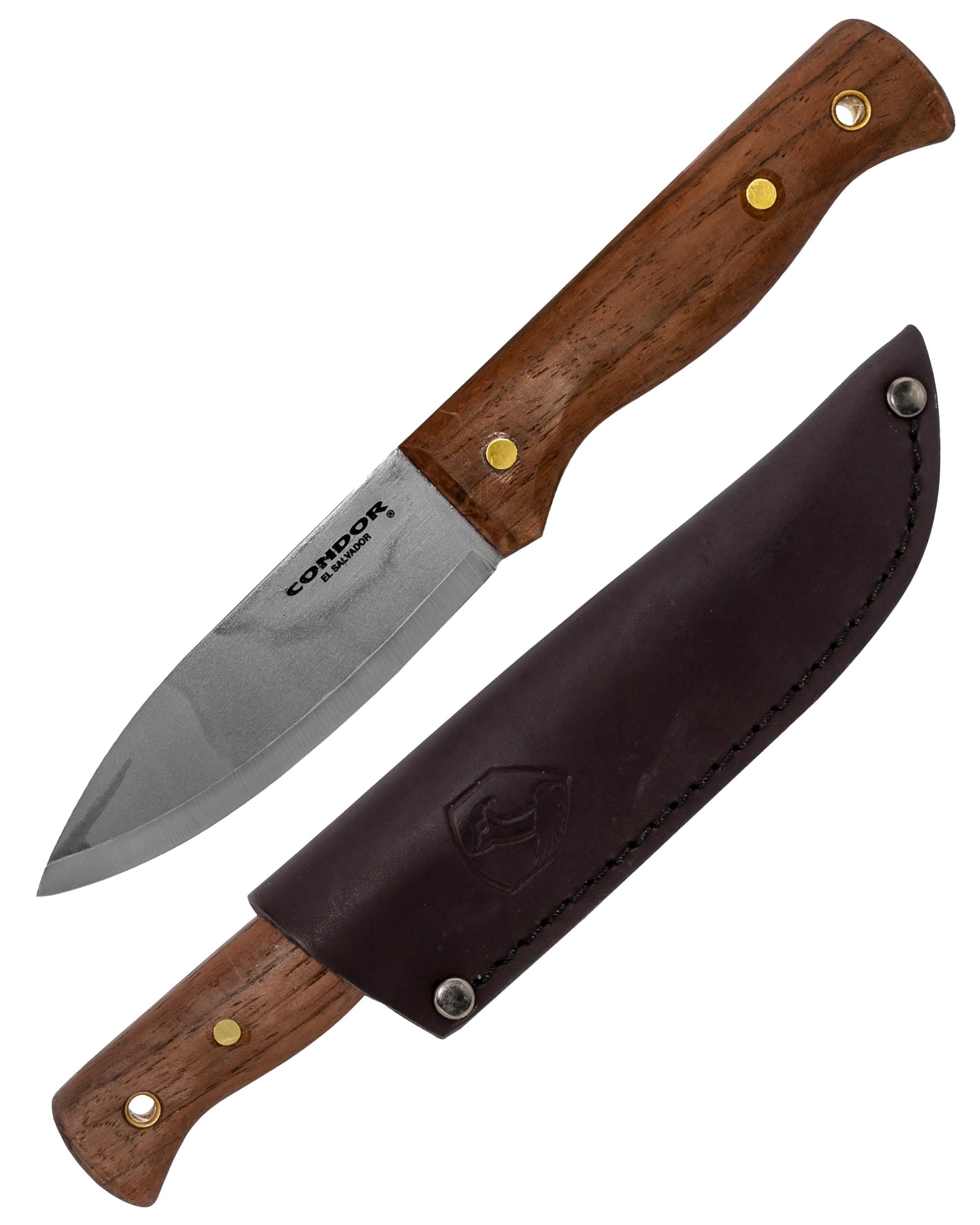 Condor Bushlore Knife - Premium Bushcraft Survival Knife with 1075 High Carbon Steel Blade & Walnut Handle - Scandi Grind Fixed Blade Knife (4.3