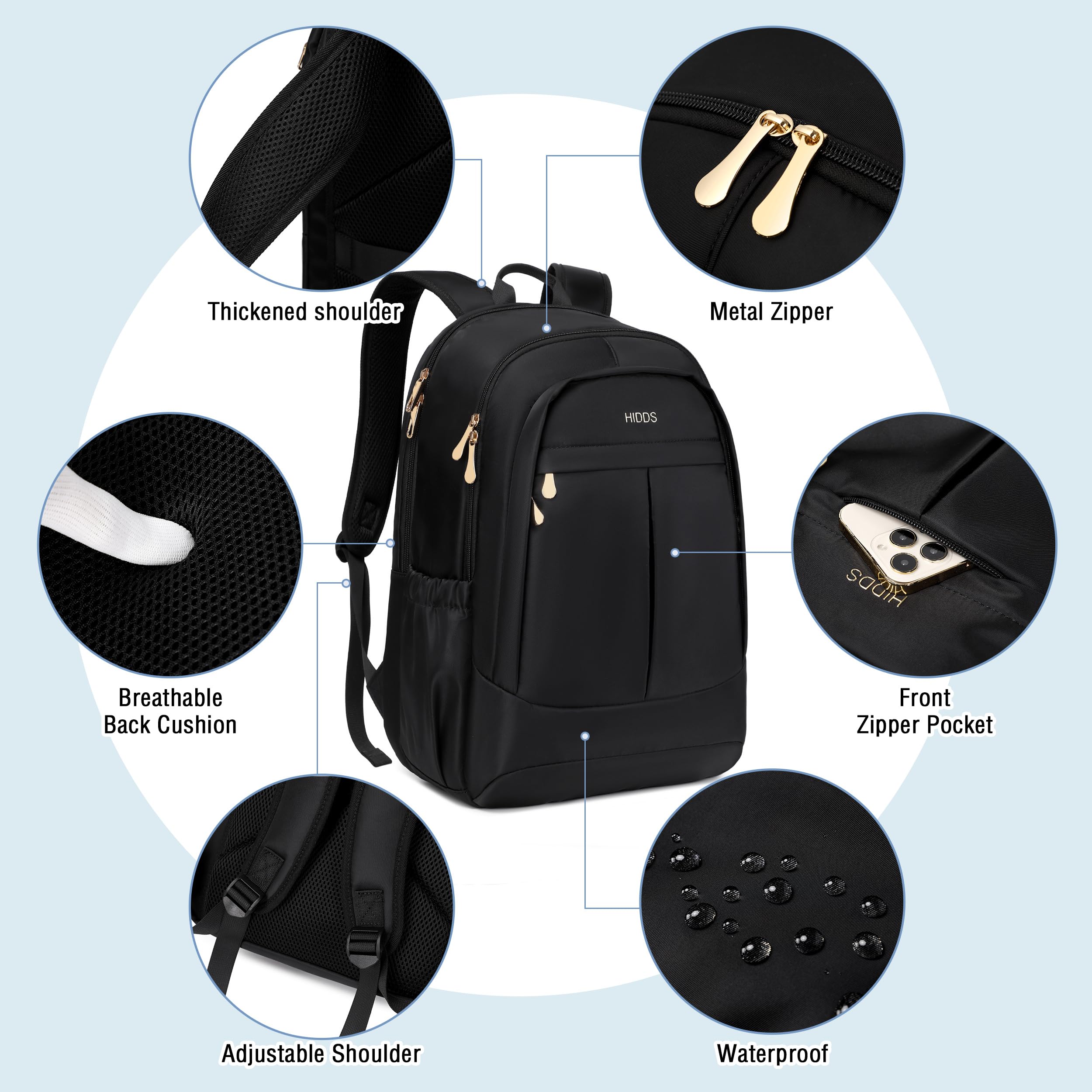 Women's Travel Laptop Backpack 15.6 Inch Anti-Theft USB Charging Business Backpack - Large Black Work Commuter Daypack for College, Business Travel & Daily Use