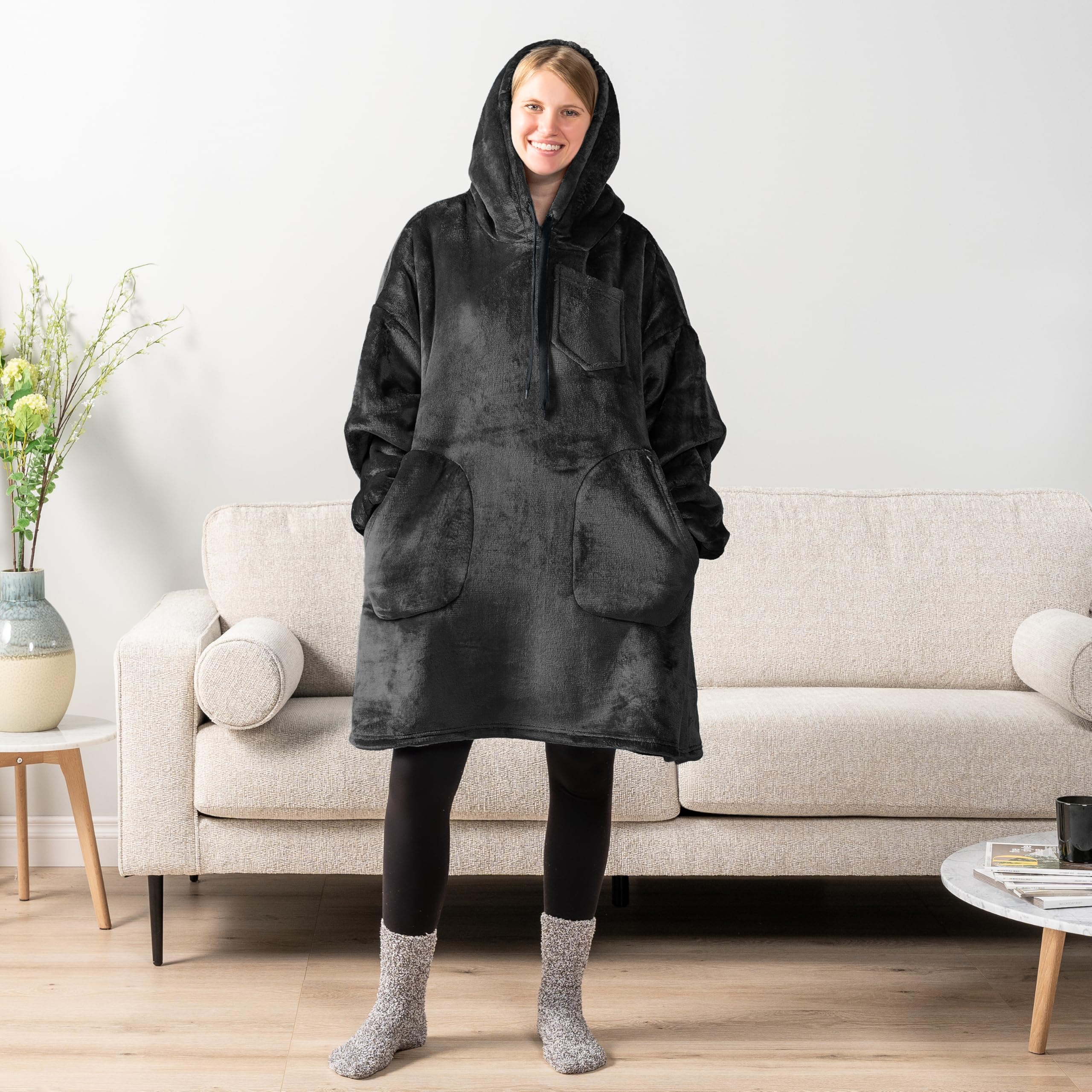 PAVILIA Women's Sherpa Wearable Blanket Hoodie - Oversized Fleece Hooded Sweatshirt Blanket for Men & Women | Cozy Lounge Wear for Netflix Nights, Camping & Winter Relaxation