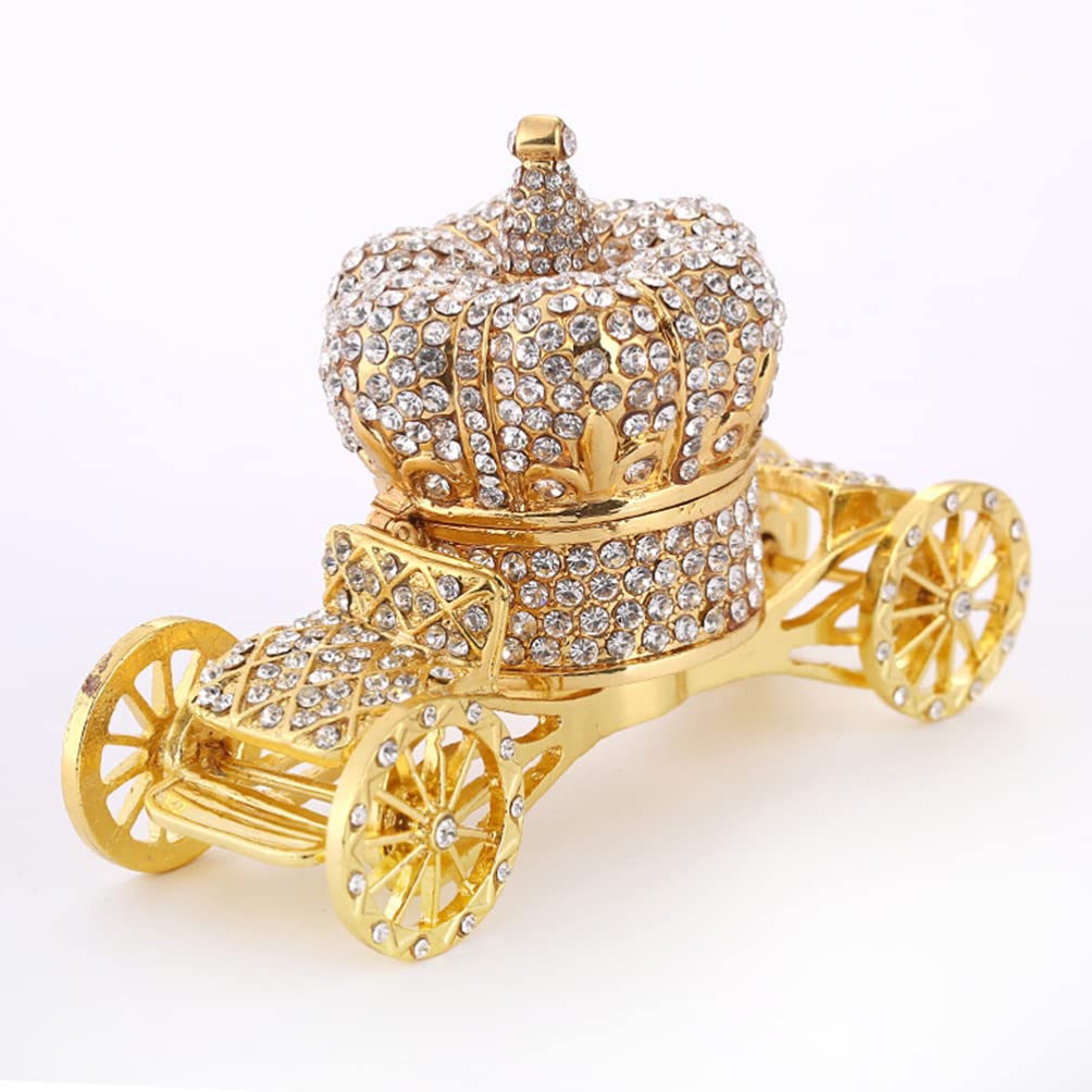 BESPORTBLE Rhinestone Jewelry Box - Crystal Pumpkin Carriage Trinket Box with Hinged Lid for Women & Girls | Elegant Jewelry Storage for Dresser, Vanity & Gift Giving