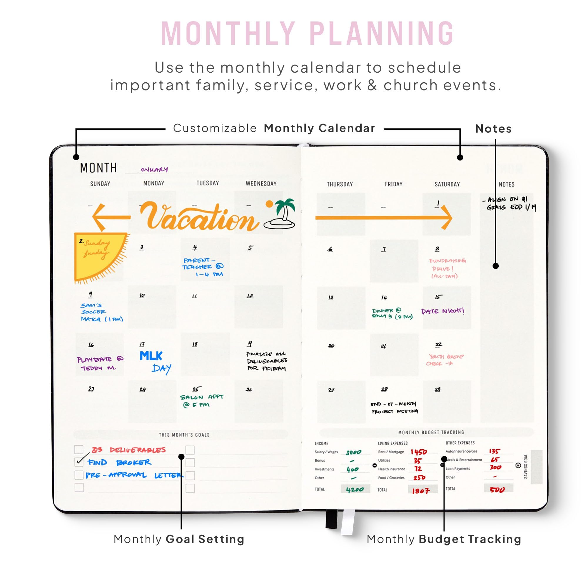 Faith Planner 6 Month Undated Christian Planner 2025 - Prayer Journal & Gratitude Notebook with Bible Verses | A5 Pink Leather Cover, Monthly Weekly Daily Planner for Women | Perfect for Bible Study, Church Notes & Personal Organization