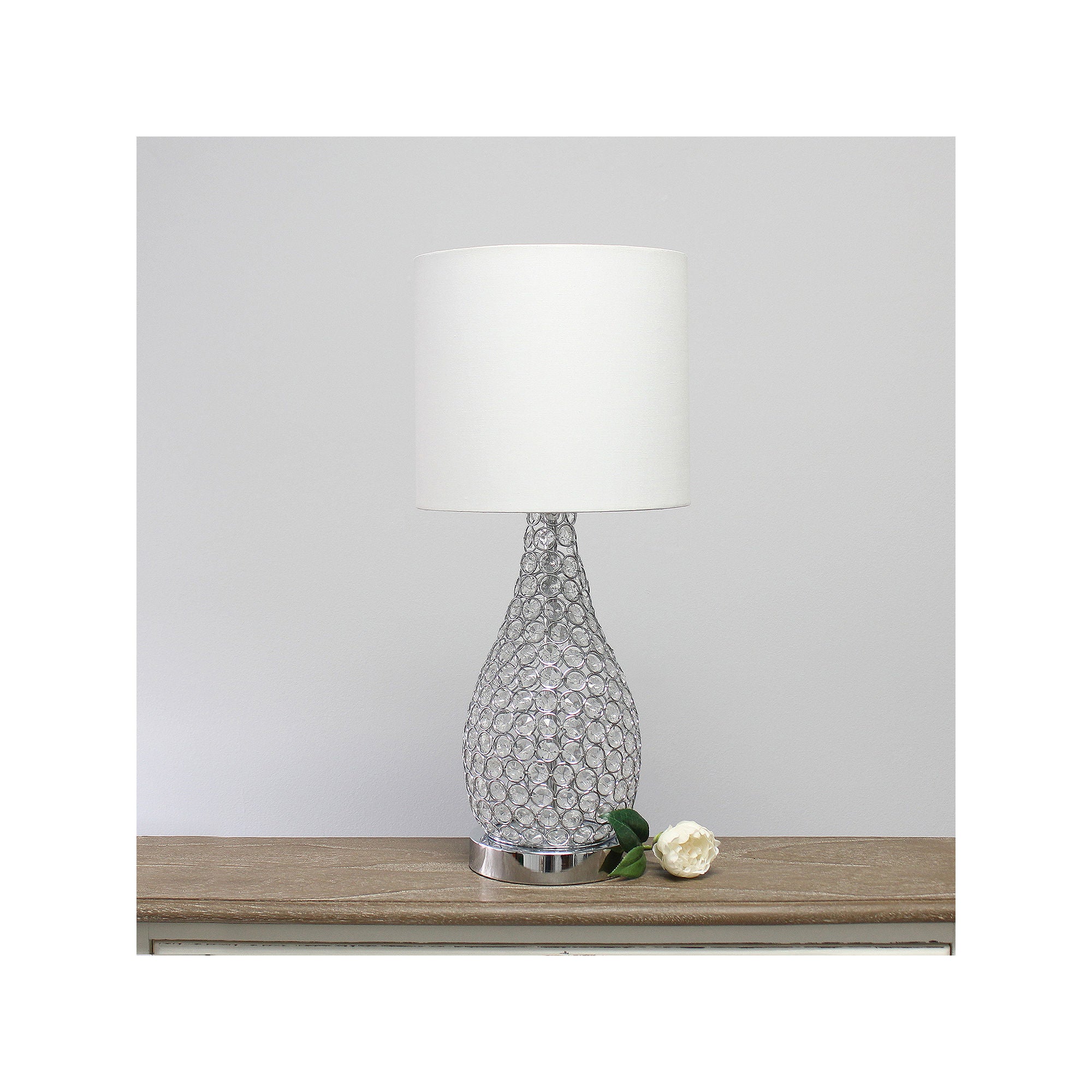 Stylish Chrome Crystal Pin-Shaped Table Lamp - National Brand - Perfect for Home Office, Living Room & Bedroom Decor