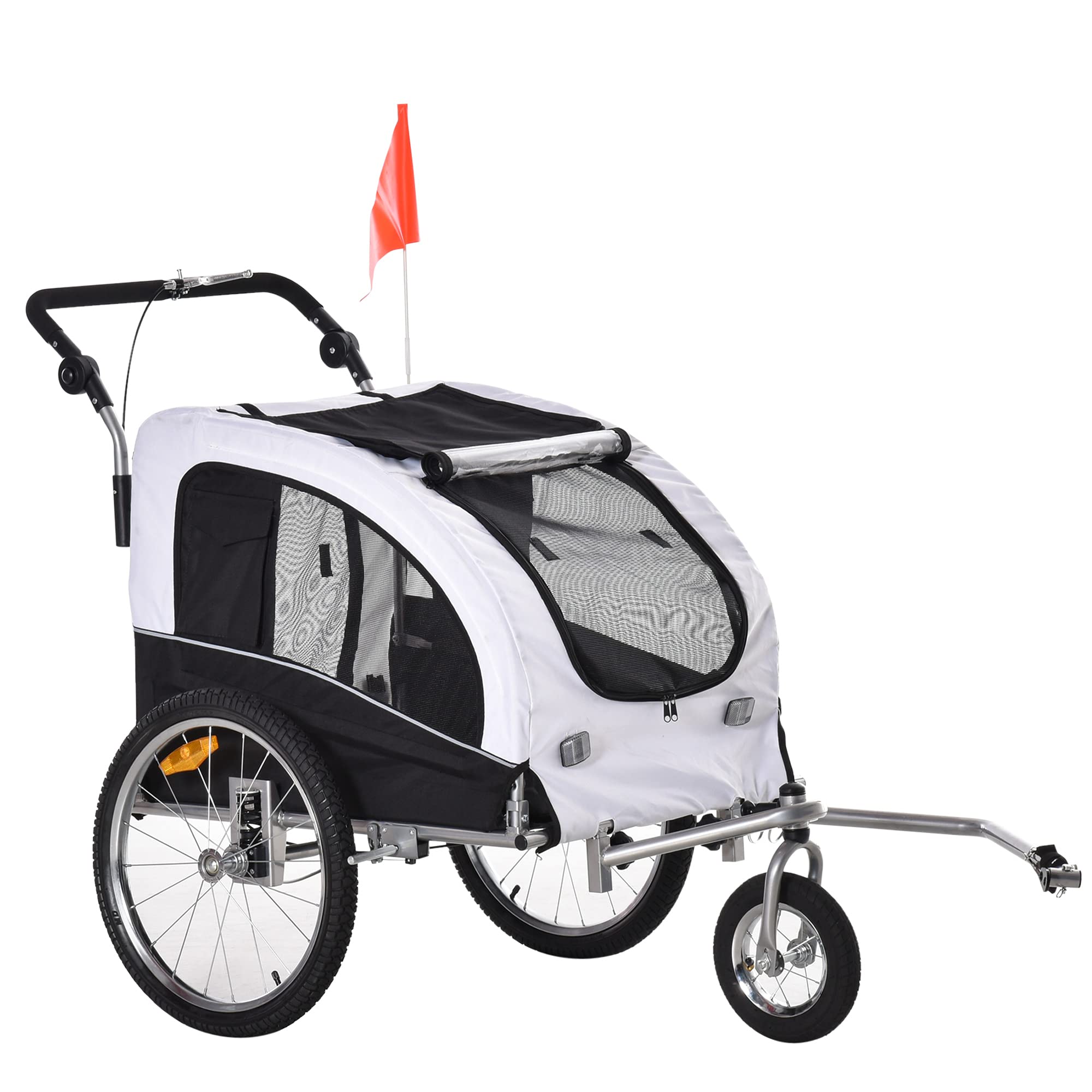 Aosom 2-in-1 Dog Bike Trailer & Pet Stroller with Canopy, Storage Pockets - Perfect for Cycling, Jogging, and Outdoor Adventures with Your Pet