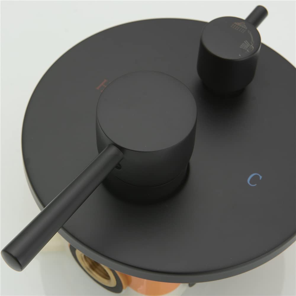 Luxury Matte Black Round Rainfall Shower Head with Handheld Sprayer - Complete Bathroom Shower System Set with Mixer Valve Trim Kit | Perfect for Spa-Like Experience in Modern Home Bathrooms