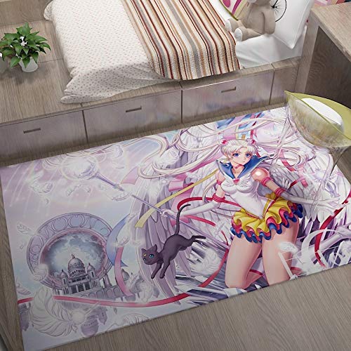 YUBAIBA Sailor Moon Anime Crystal Velvet Rug - Non-Slip Bedroom Floor Mat, Soft Rectangular Carpet for Living Room & Bedside - Perfect Anime Gift for Fans (160x230cm, Color A) - Great for Cosplay Rooms, Anime Themed Decor & Gift Giving