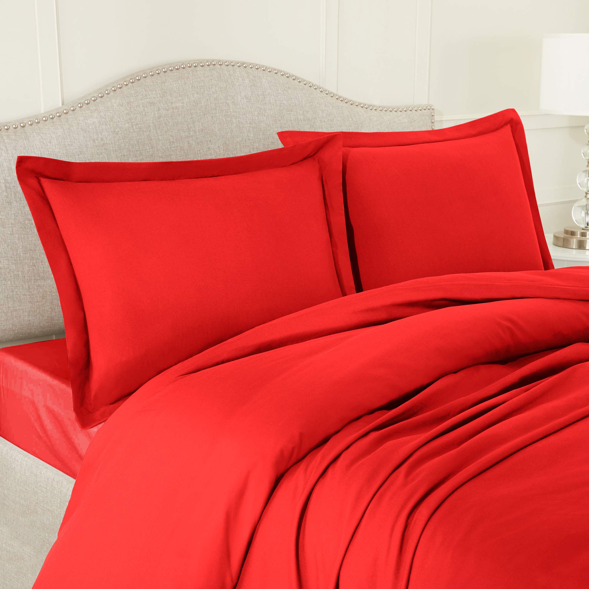 Nestl King Size Bedding Set - 7-Piece Comforter Set with Duvet Cover & Pillow Shams | Soft Microfiber Red Bedding Collection for Master Bedroom | Perfect for Home, Hotel, and Guest Room Decor