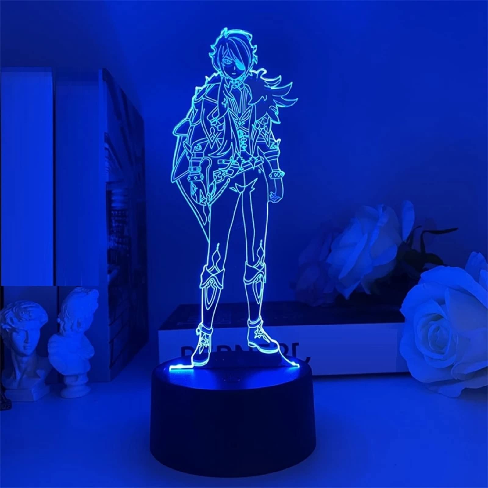 Genshin Impact Kaeya Cosplay 3D Anime LED Night Light - 16 Color Changing RGB Mood Lamp with USB Power for Bedroom, Gaming Room & Party Decor | Perfect for Anime Fans, Gift & Ambiance Lighting