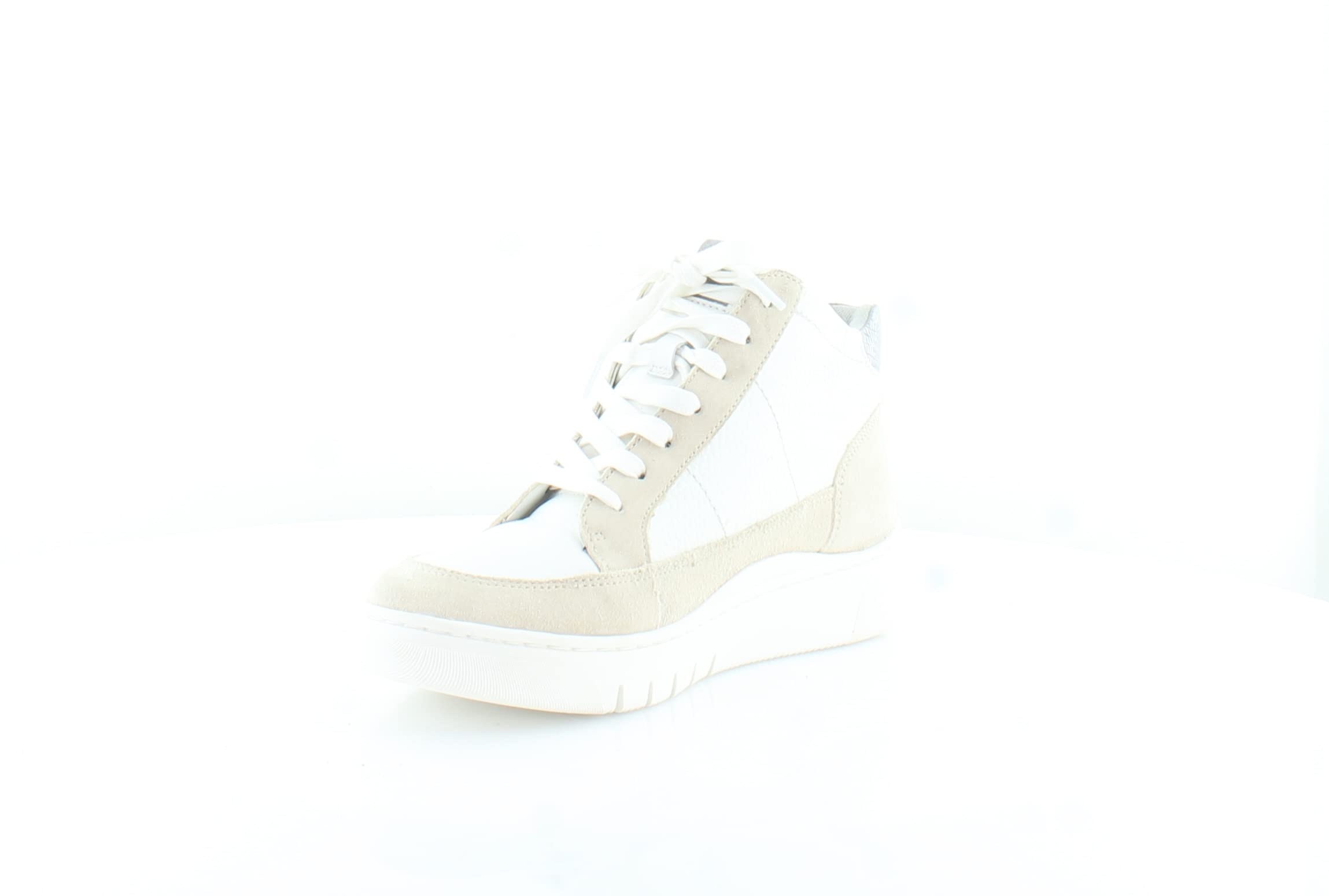 Naturalizer Hadley High-Top Sneakers for Women - White & Grey Casual Shoes - Size 8.5 Medium (B) - Perfect for Walking, Work & Everyday Comfort
