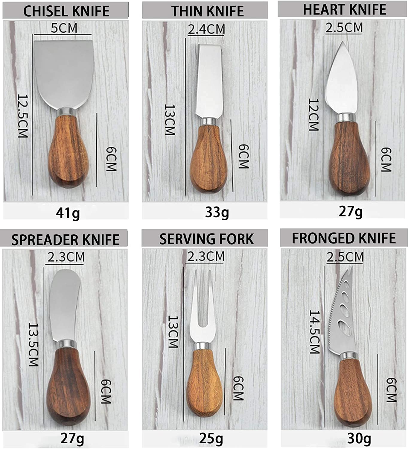 Premium 6-Piece Cheese Knife Set with Stainless Steel Blades & Bamboo Handle - Cheese Slicer, Cutter, Fork & Spreader for Charcuterie Boards, Cheese Platters & Gift Sets - Perfect for Wine Parties, Gourmet Entertaining & Kitchen Essentials