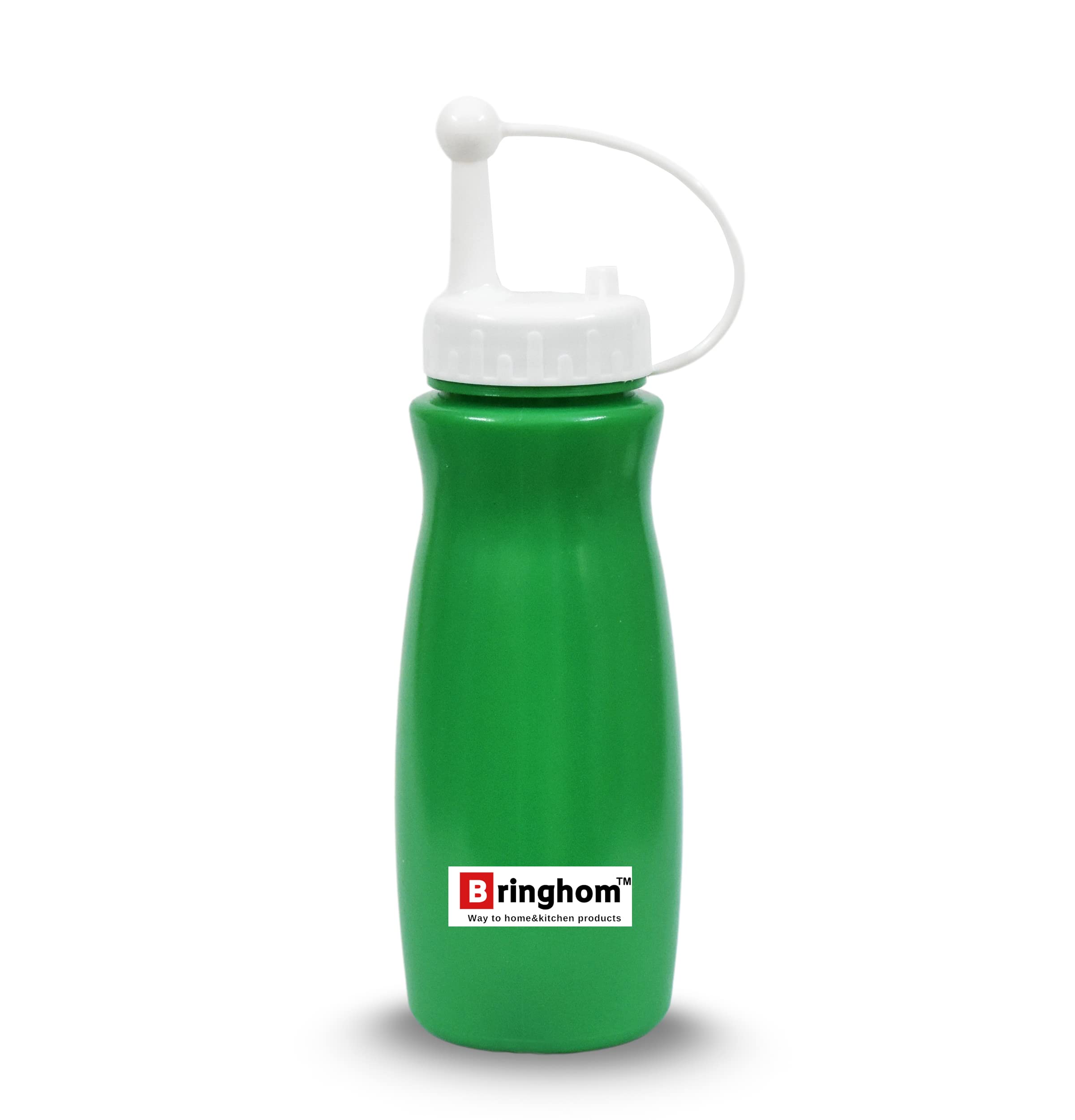 Bringhom 3-Pack Plastic Squeeze Bottles (570ml) - Condiment Dispenser for Ketchup, Mustard, Oil, Vinegar & Sauces - Leak-Proof Kitchen Bottles in Red, White & Green - Perfect for Restaurants, BBQs & Home Cooking