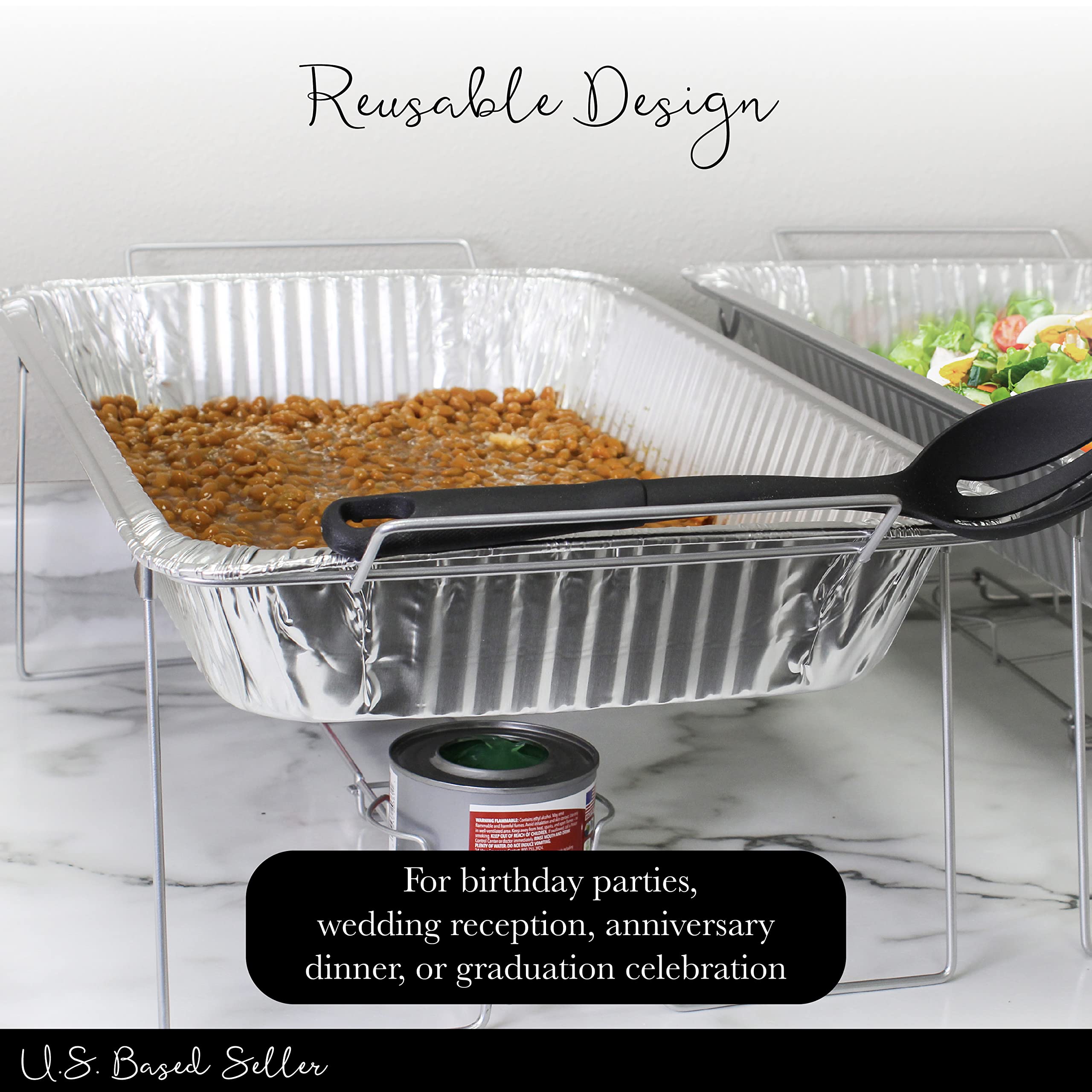 6-Pack Reusable Foldable Chafing Wire Racks for 24x12 Inch Foil Pans - Buffet Food Warmer Stand, Catering Chafer Rack, Dish Heater | Perfect for Wedding Buffets, Catering Events & Party Serving