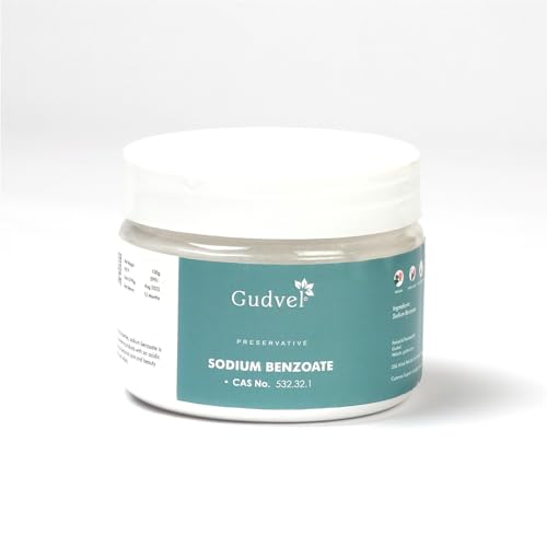 Gudvel Sodium Benzoate Powder for Soap & Cosmetics Making - 100g | DIY Skincare & Haircare