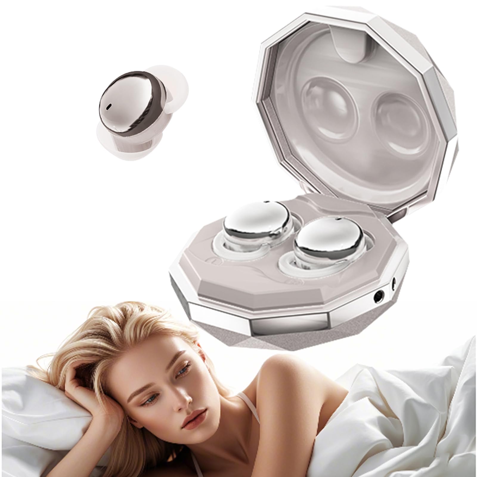 Wireless Bluetooth Sleep Earbuds for Side Sleepers - Small Mini Noise Cancelling Earphones for Women with Small Ear Canals | Comfortable for Night Use, Travel & Meditation
