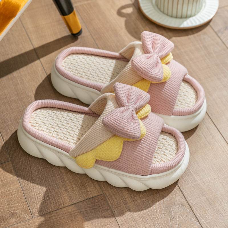 Cloud Kissed Bow Slippers - Soft Plush House Shoes for Women | Cozy Indoor & Lounge Wear for Relaxing at Home