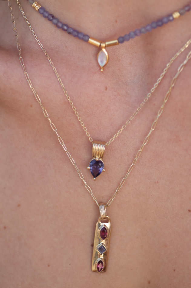 Amethyst & Iolite Gold Plated Necklace for Women - Elegant Layering Jewelry for Everyday Wear & Special Occasions