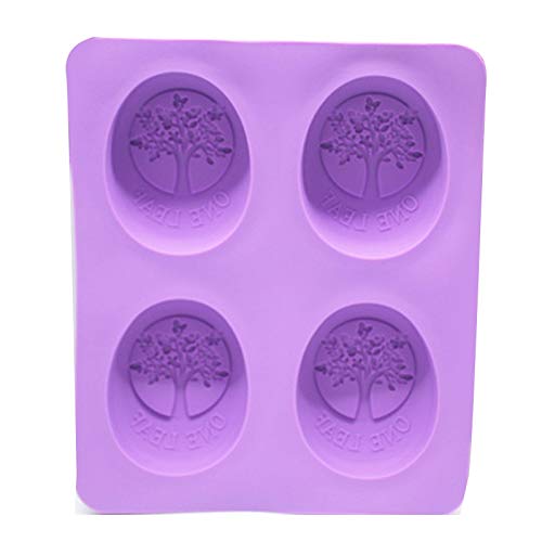 WYD 4-Hole Ellipse Tree Soap Mold - Handmade Happiness Tree Soap & Cake Jelly Molds for DIY Crafts, Wedding Favors, and Holiday Decorations