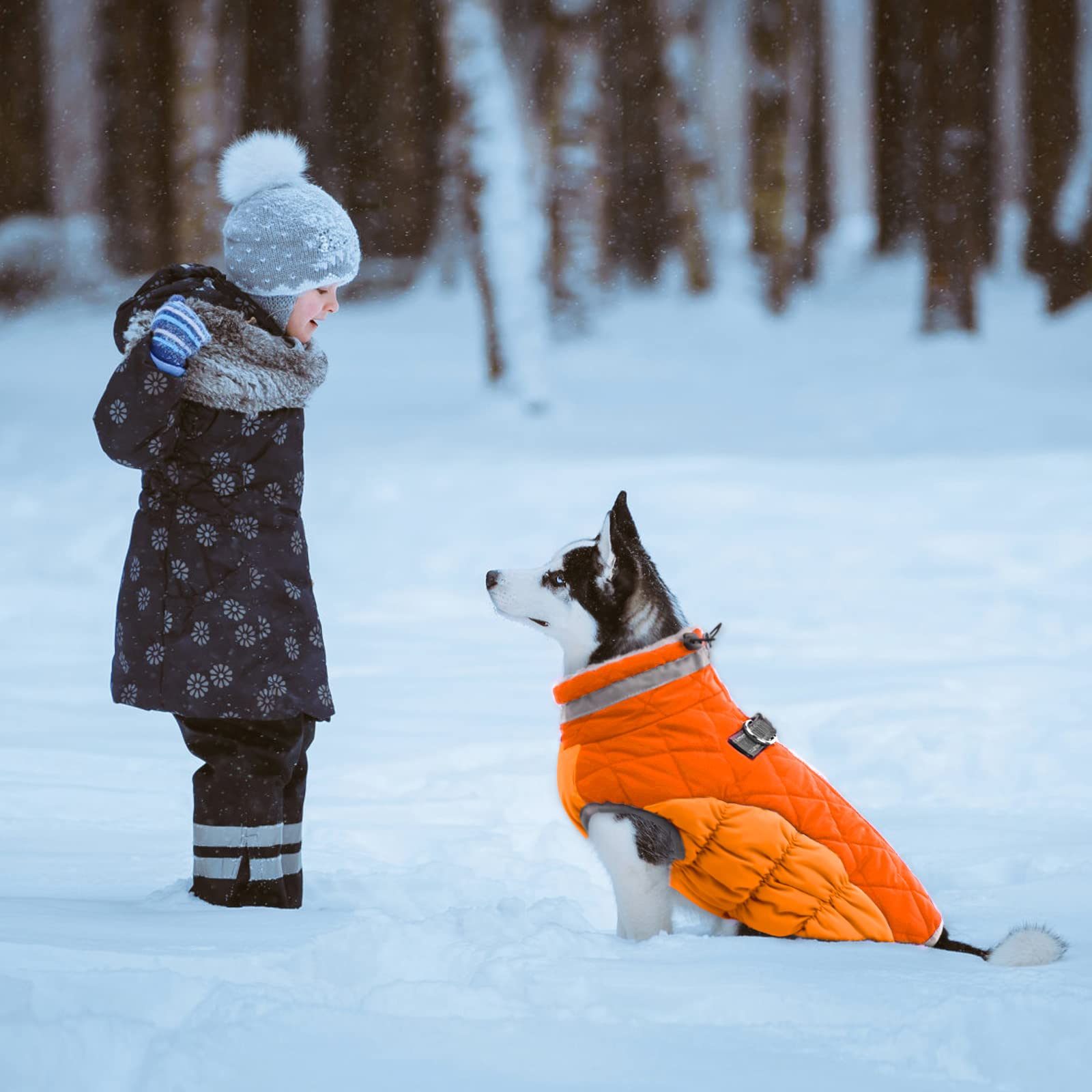 Lelepet Warm Winter Dog Coat - Windproof Reflective Fleece Jacket with Harness for Small Medium Large Dogs | Cold Weather Protection for Outdoor Walks & Winter Adventures