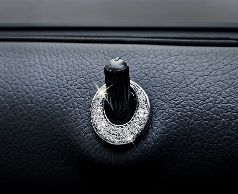 4PCS Oval Crystal Bling Alloy Door Lock Pin Decorative Rings for Mercedes CLA GLA - Luxury Car Accessories for Enhanced Interior Style & Protection