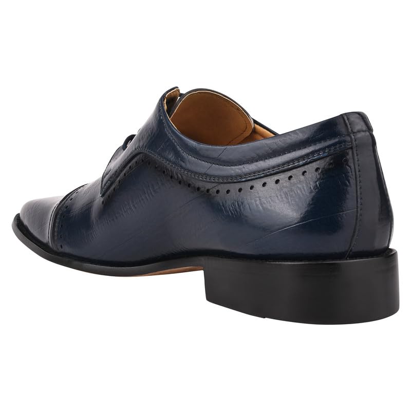 **LIBERTYZENO Boys Genuine Leather Oxford Dress Shoes with EEL Print - Formal Lace-Up Shoes for Kids, Easter Gift, School, Church & Special Occasions**